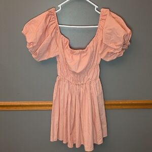 Abercrombie & Fitch Pink Smocked Ruffled Mini Dress